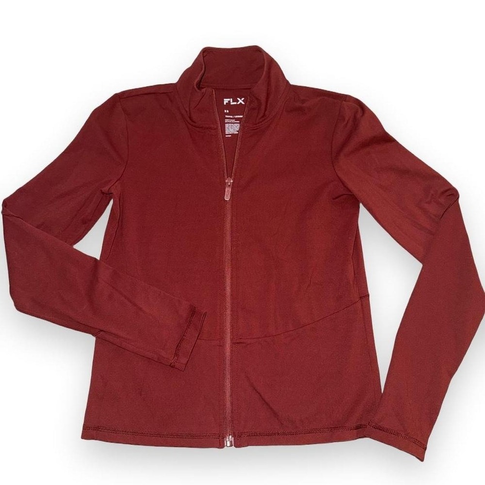 FLX burgundy cropped zip-up athletic jacket, women's XS